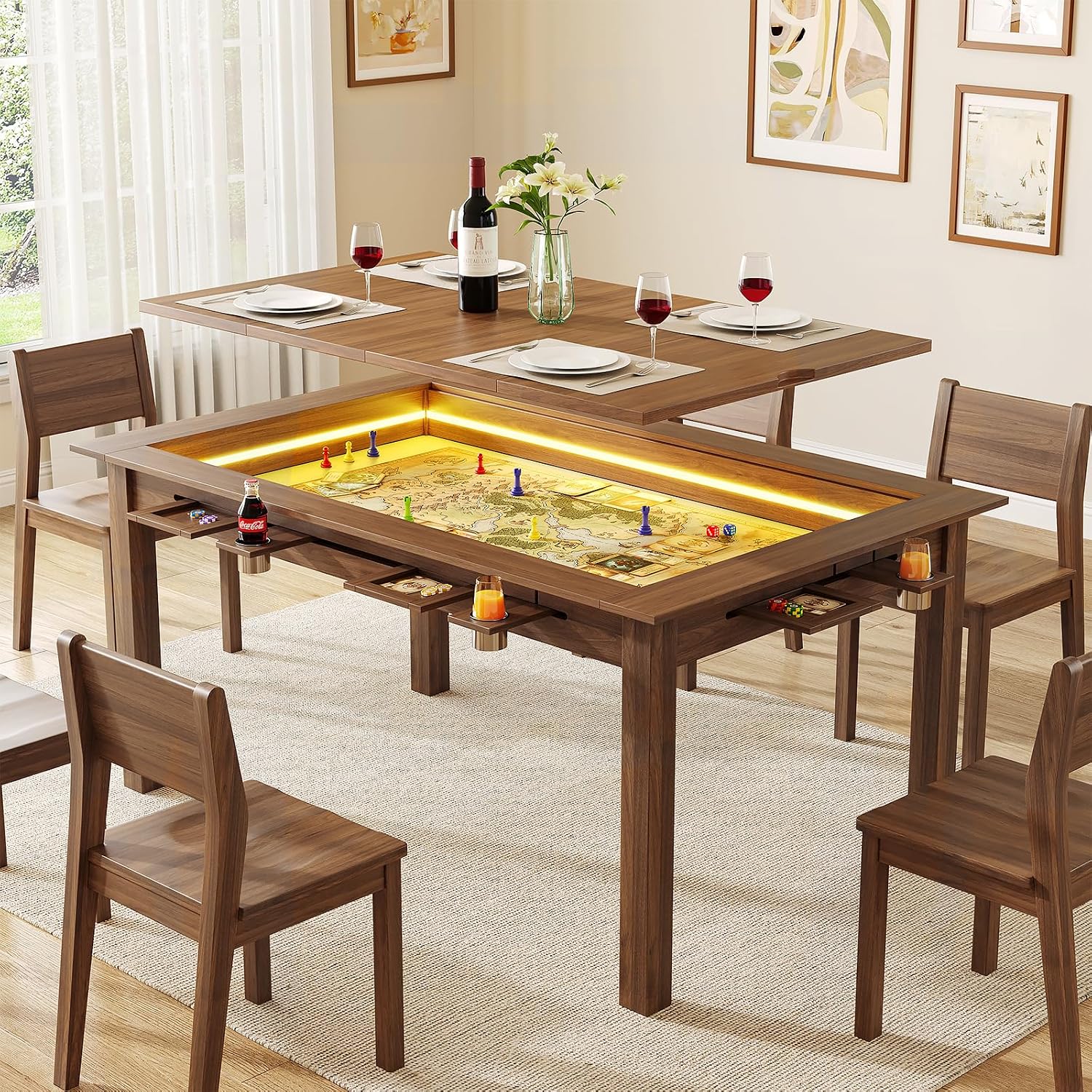 Walnut Board Game Table RGB LE - Board Game Yahtzee recension och pris