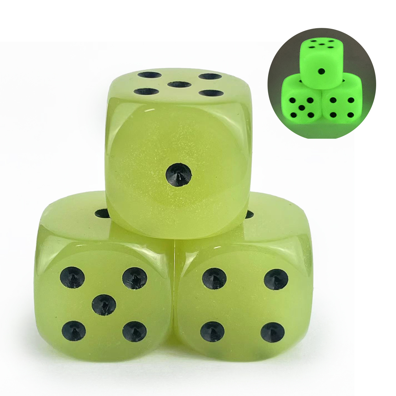 3-Pack 30mm D6  Glow in The Da - Board Game Yahtzee recension och pris